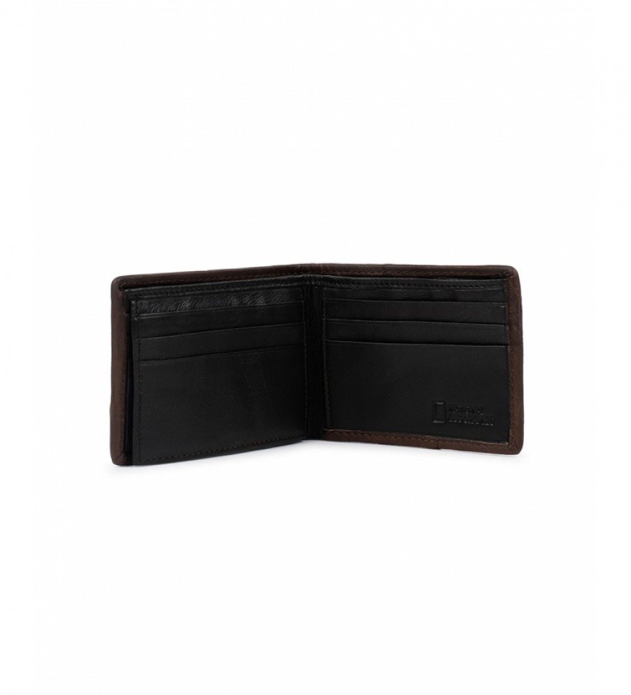 Carteira National Geographic Wind em couro marrom - 2x10,5x8cm -