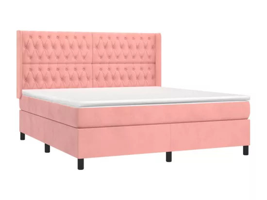 Sommier tapissier avec matelas et LED Rose 180x200 cm Velours