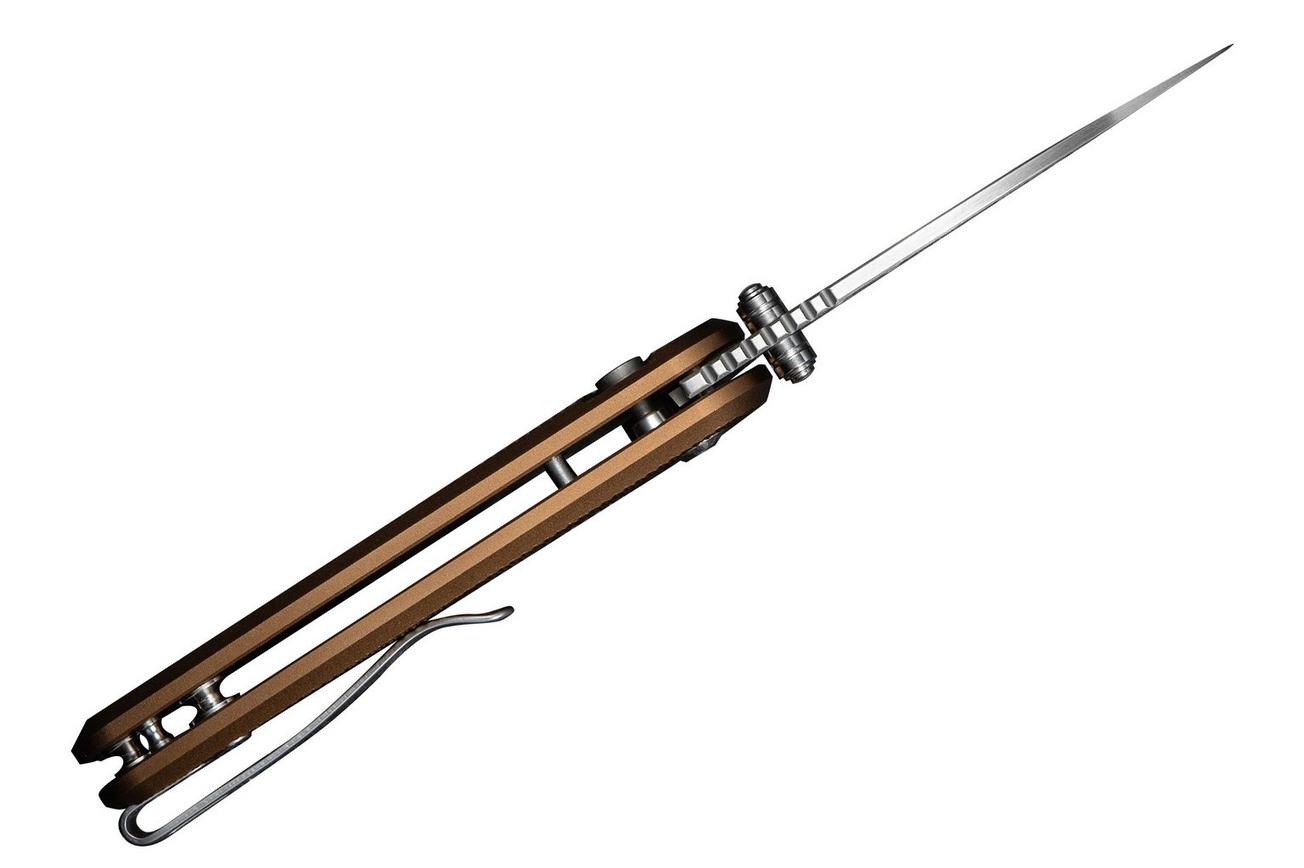 Civivi Mini Shakan C20052F-3 Satin Nitro-V, Brown Aluminium, zakmes