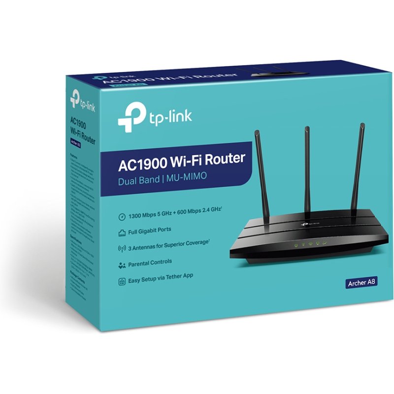 TP-Link Archer A8 routeur sans fil Gigabit Ethernet Bi-bande (2,4 GHz / 5 GHz) Noir