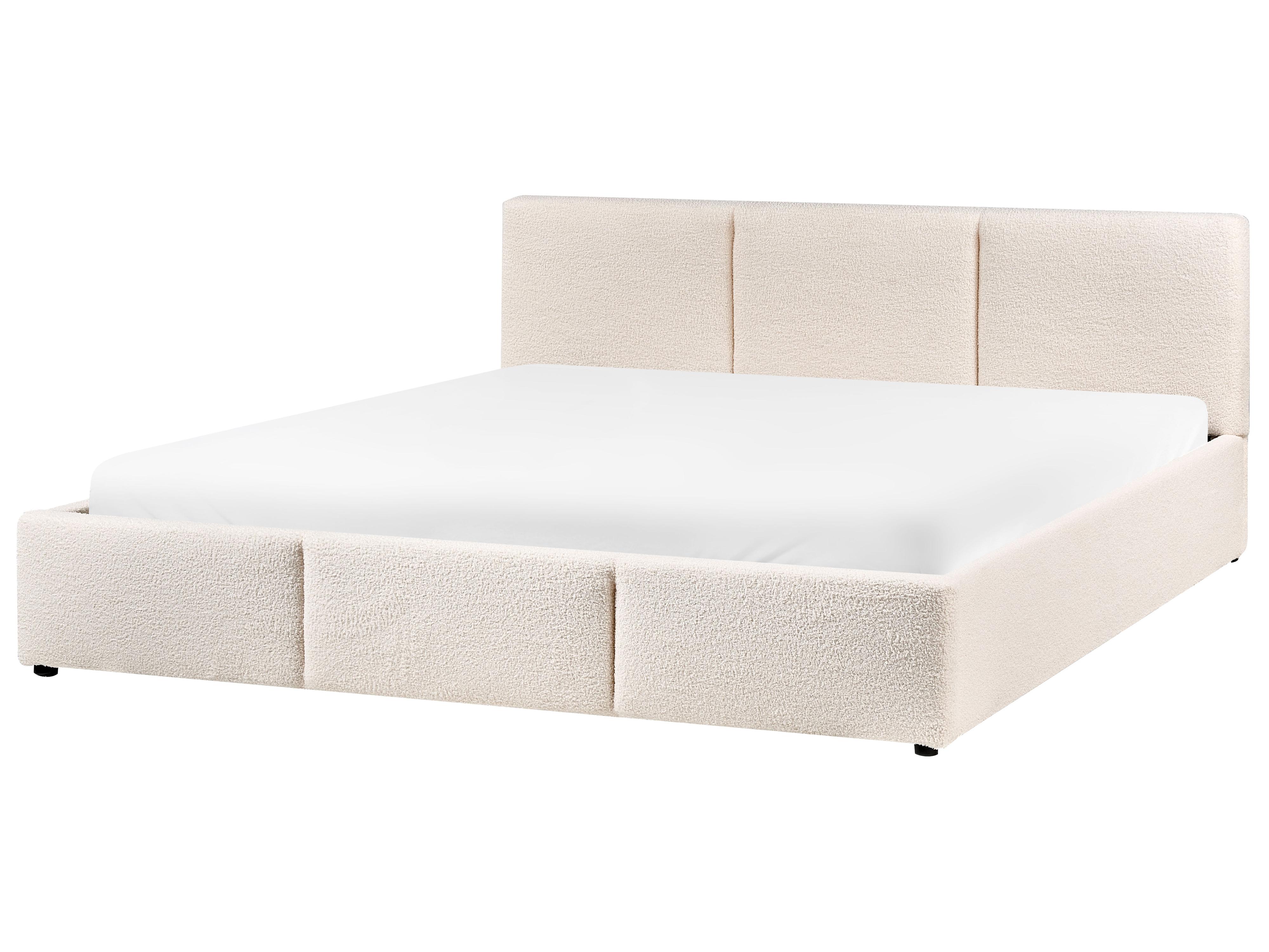 Bed met opbergruimte Bouclé BOUSSE 180 x 200 cm Gebroken wit