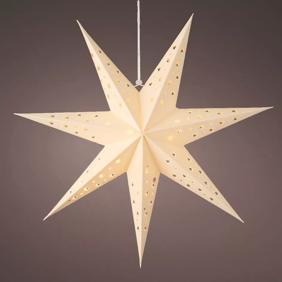 Etoile lumineuse à suspendre (H60 cm) Origami Stella Blanc et blanc chaud