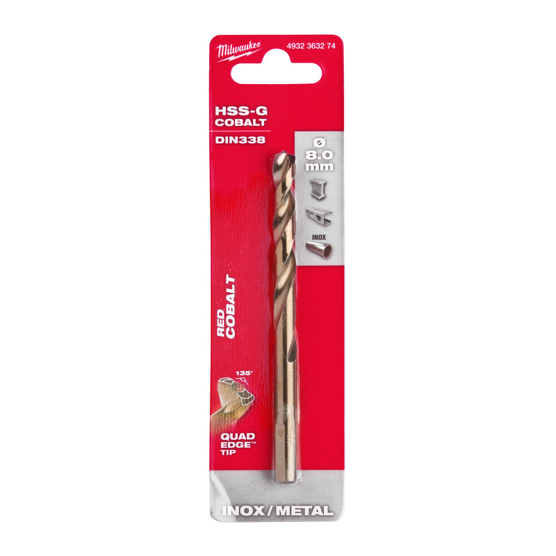 Milwaukee metaalboor HSS-GC RED Cobalt 8x117mm