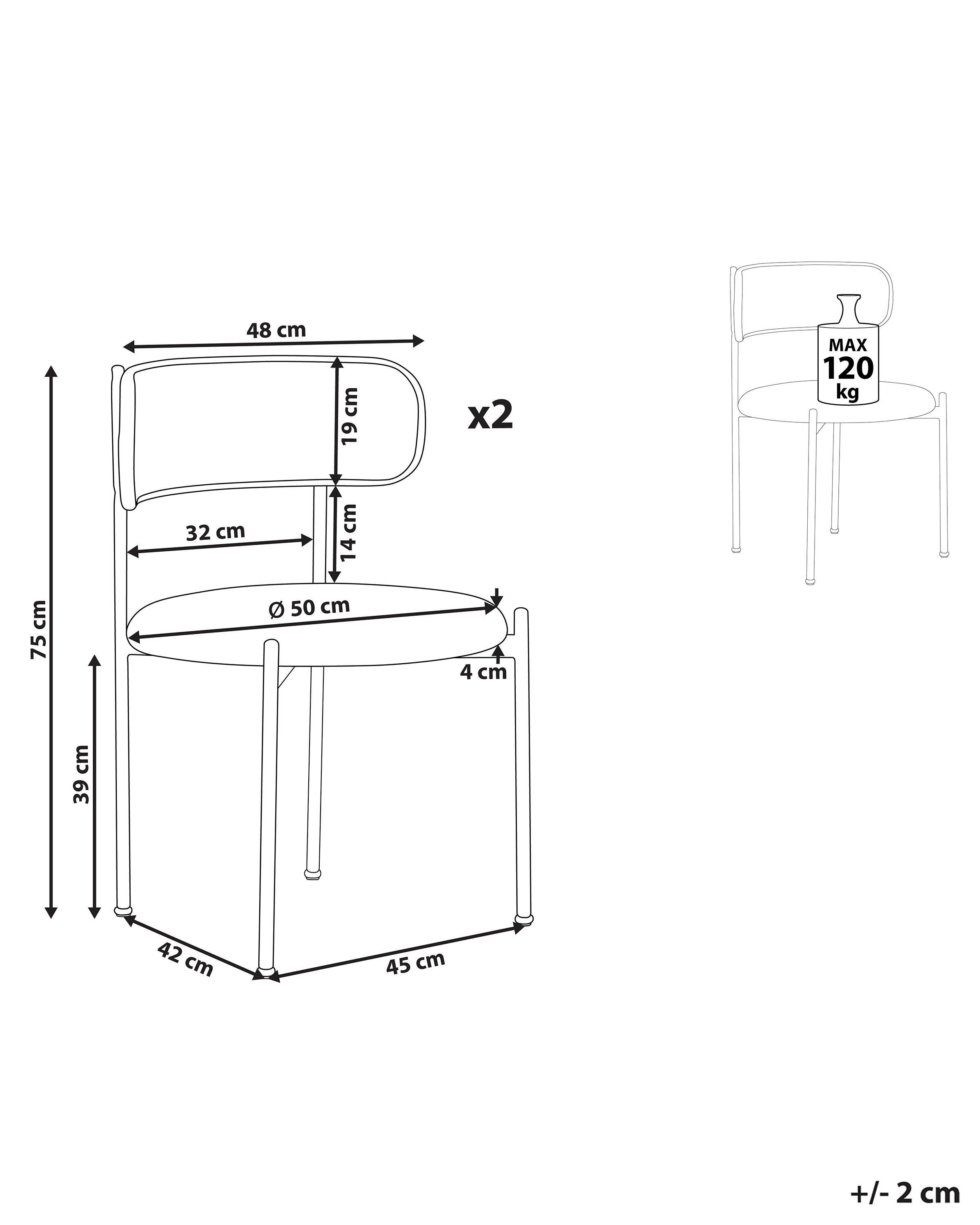 Set van 2 eetkamerstoelen ANDOVER Metaal Lichtbeige