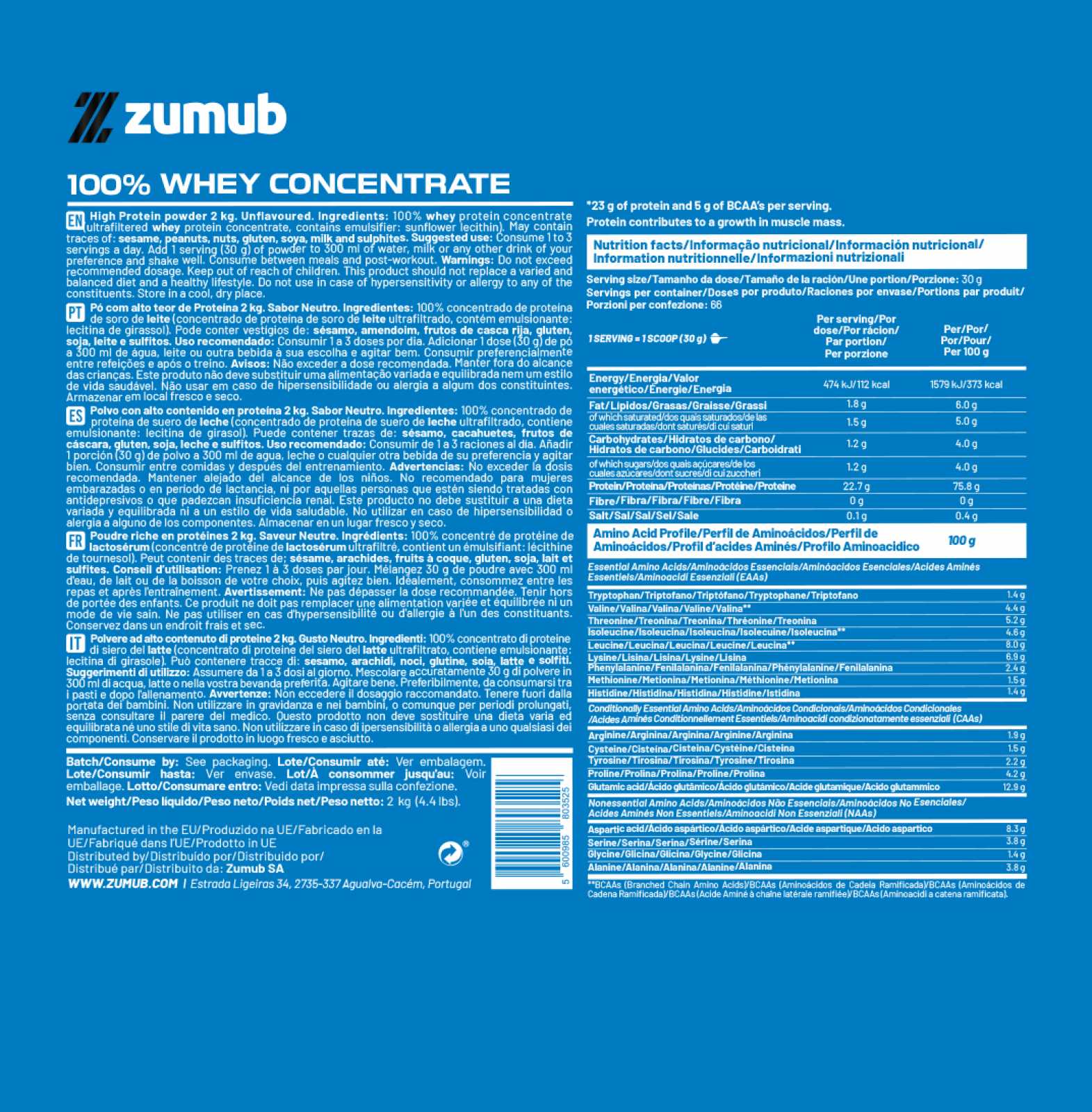 Zumub Concentrado de Soro de Leite 100% Puro 30g
