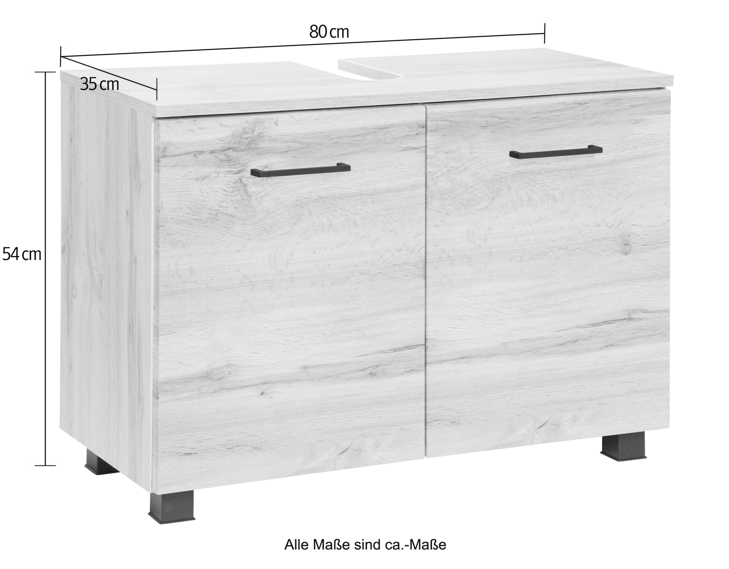 welltime Waschbeckenunterschrank »Trento, verschiedene Ausführungen und Farben« Badmöbel Unterschrank Breite 80 cm, mit viel Stauraum , Badschrank WBU