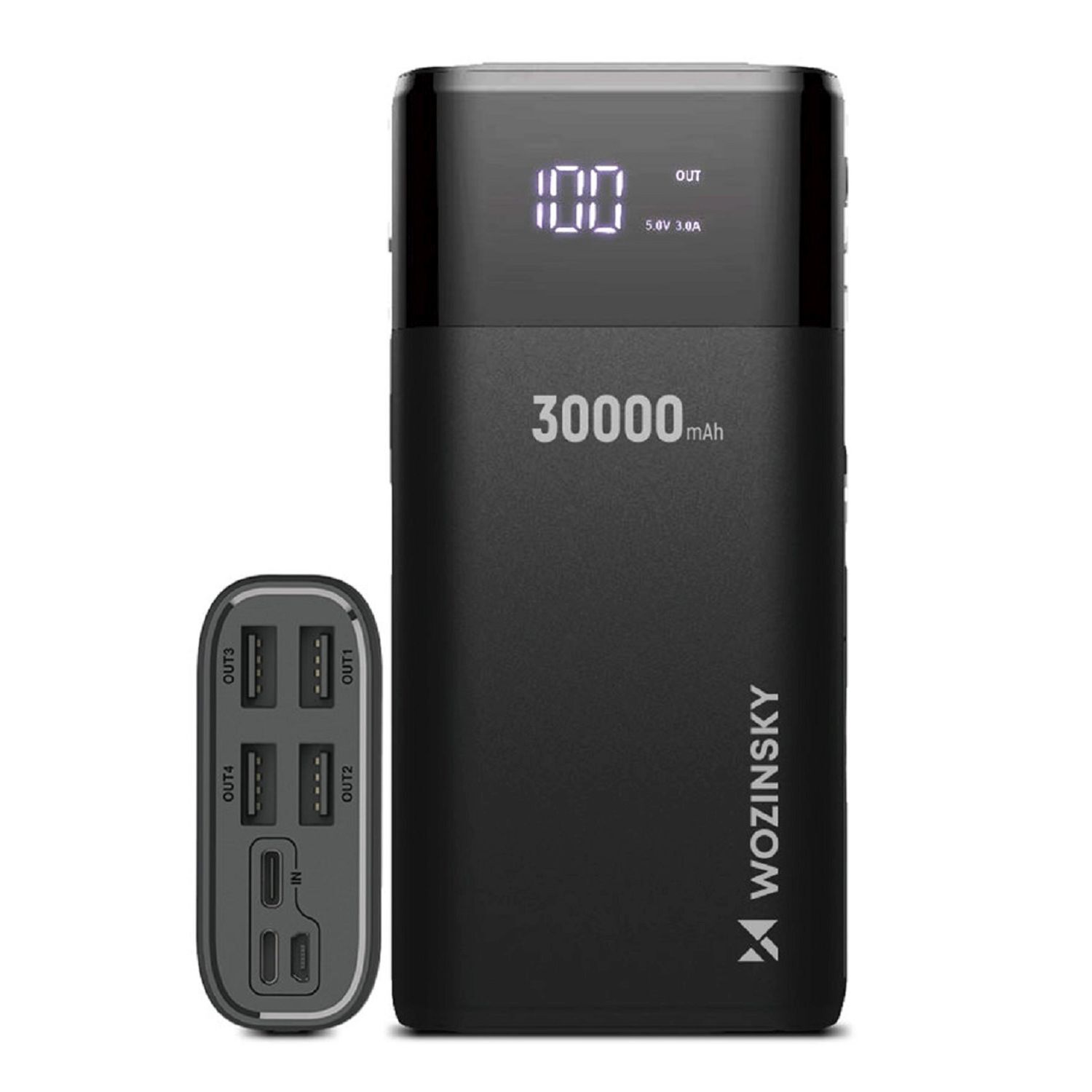 Powerbank 30000mAh 4 x USB mit LCD-Display Schwarz