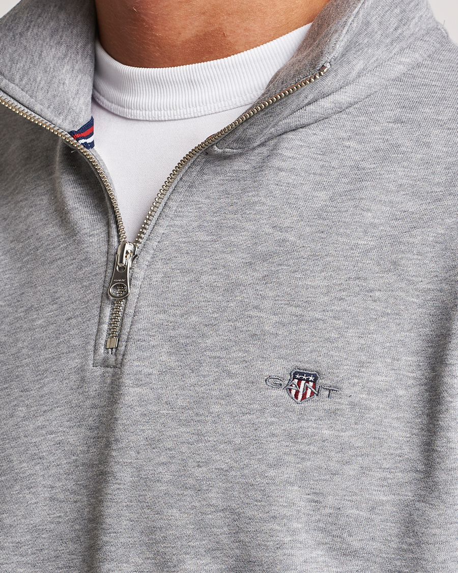 GANT Original Shield Half Zip Sweater Grey Melange