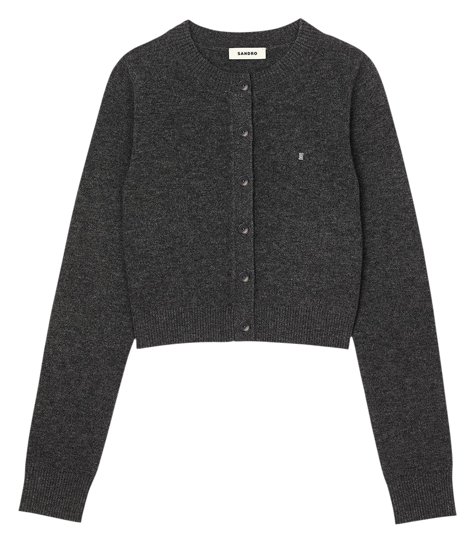 Gilet col rond en laine mélangée | Gris