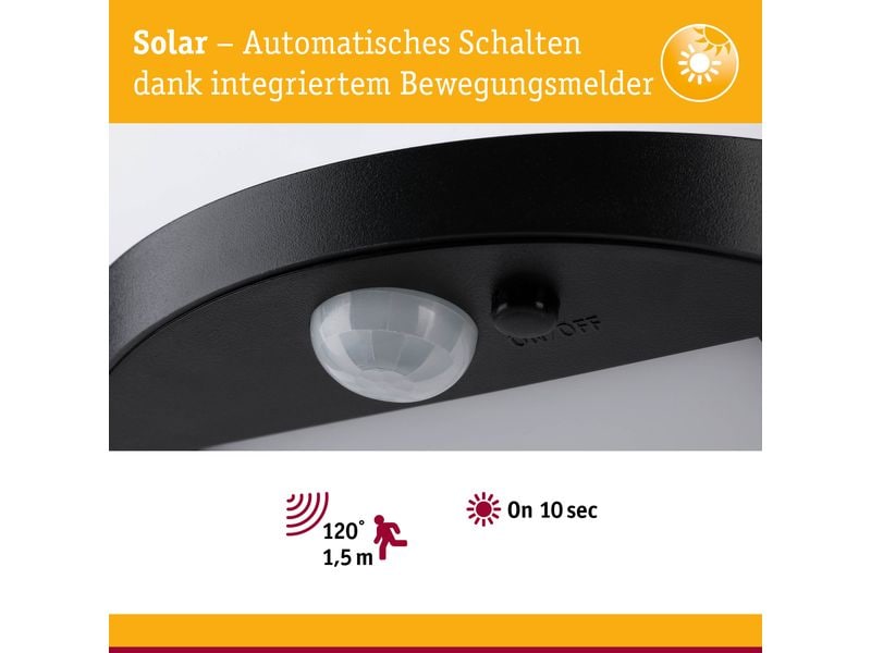 Paulmann Wegeleuchte Solar LED Ryse Bewegungsmelder Aussen-Bodenbeleuchtung