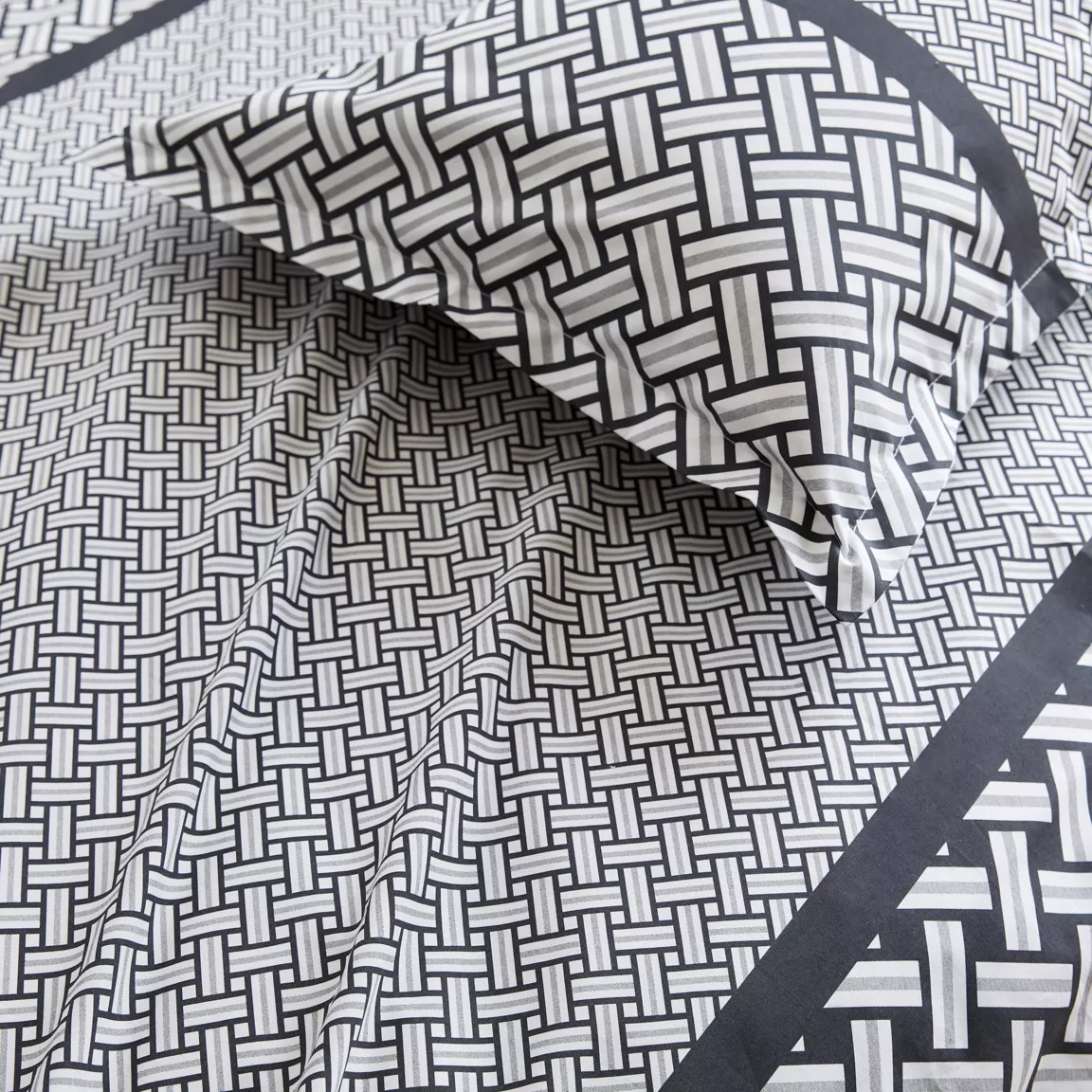 Taie d'oreiller rectangulaire percale de coton (50 x 70 cm) Riviera Grise