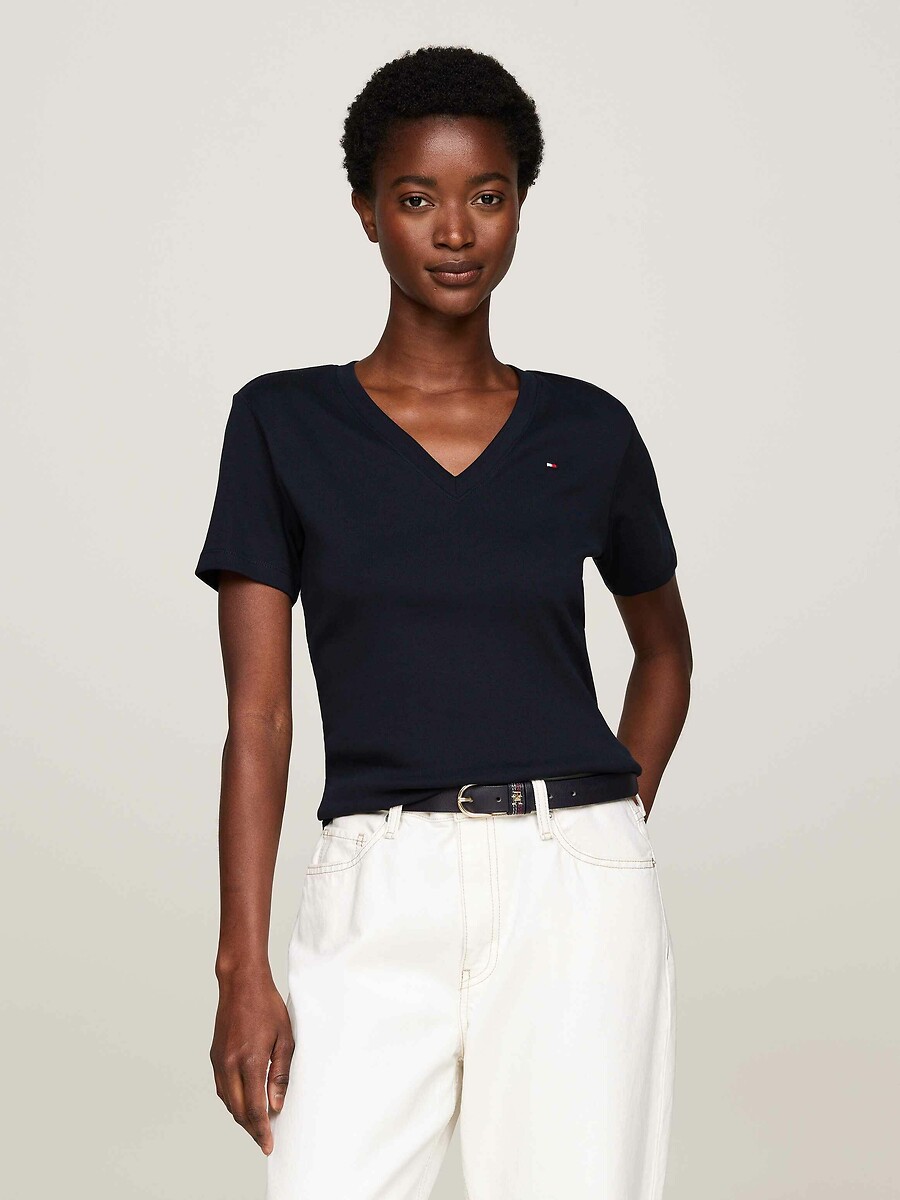 TOMMY HILFIGER<br>Camiseta de manga curta com decote em V