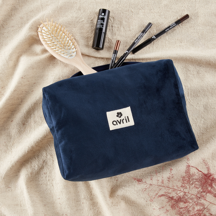 Trousse velours bleue 22 x 16 cm