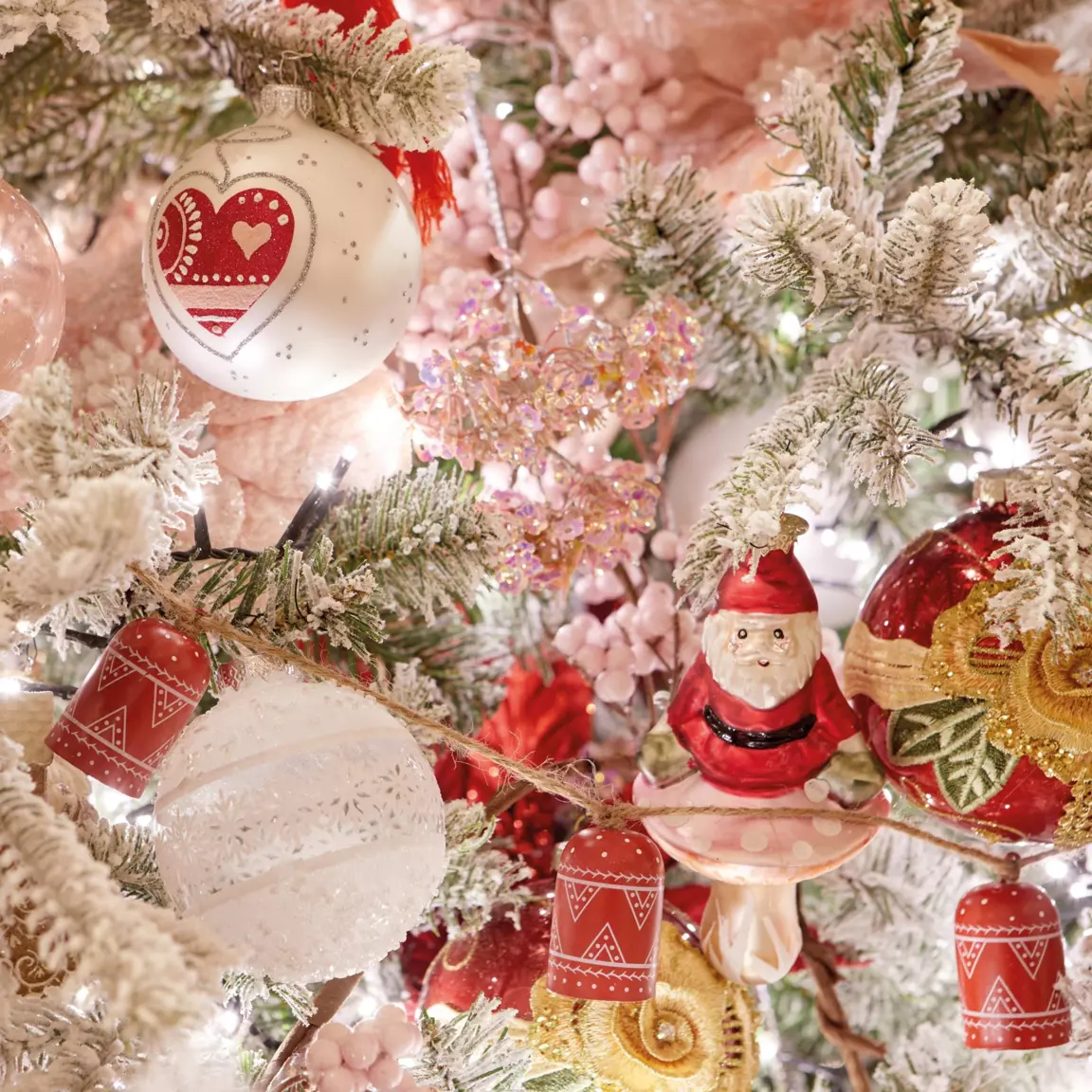 Guirlande déco (1,10 m ) Cloches de Noël Rouge