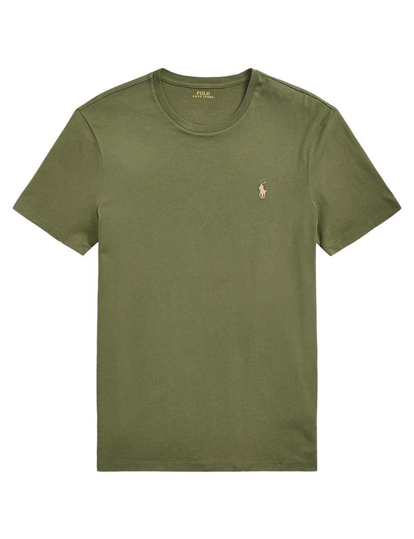 Slim Fit Green T-Shirt with Orange Logo