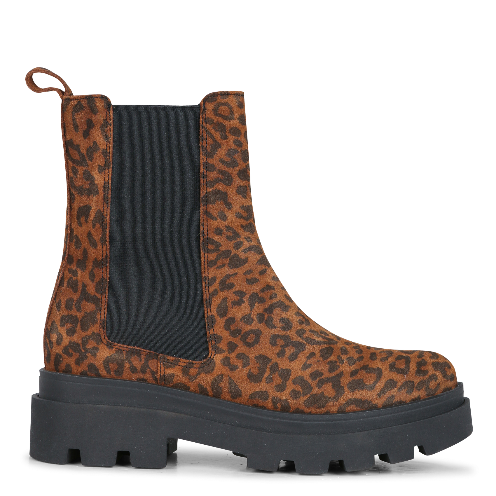 Bottines en cuir velours imprimé | Marron