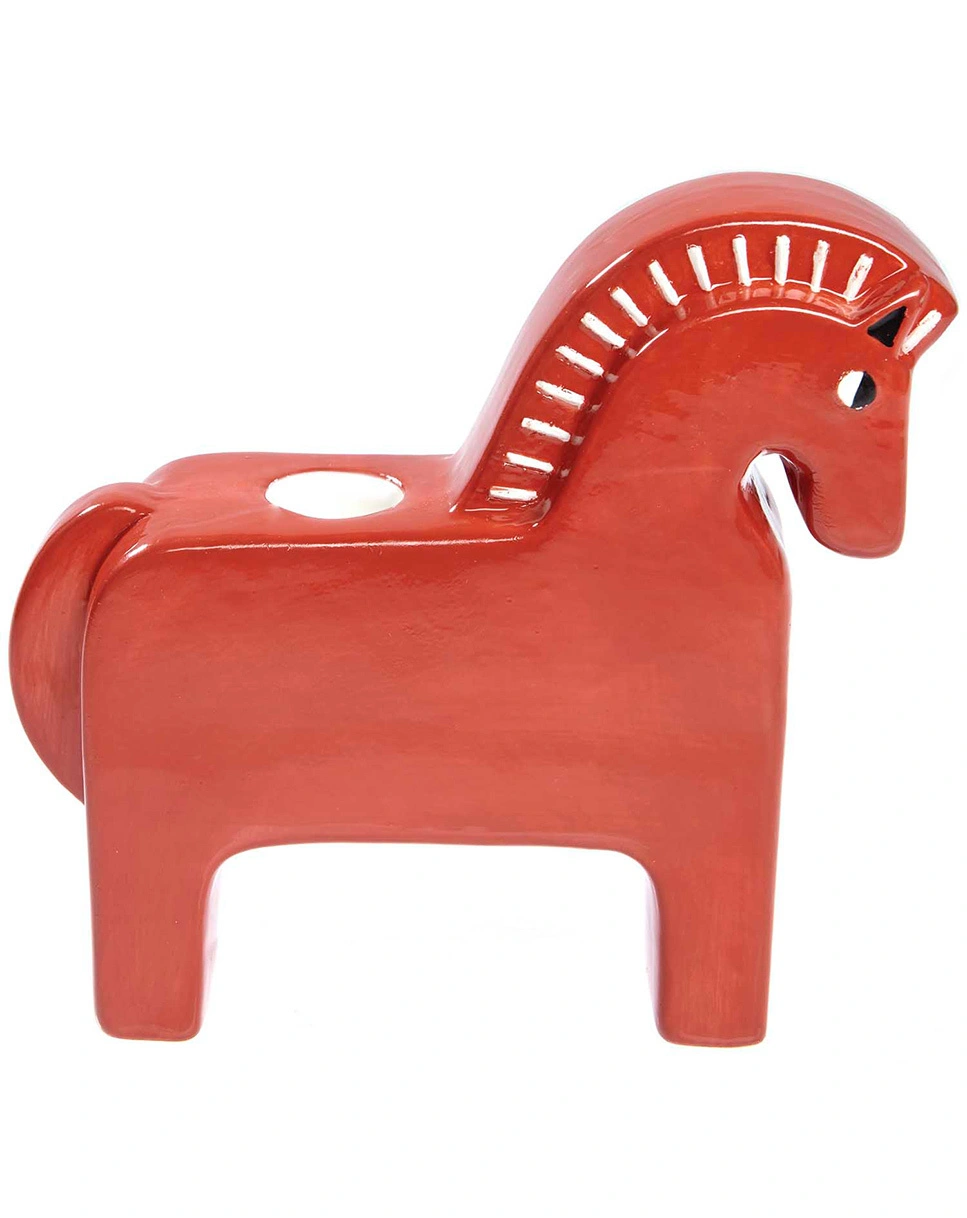 Keramik-Kerzenhalter PFERD in rot