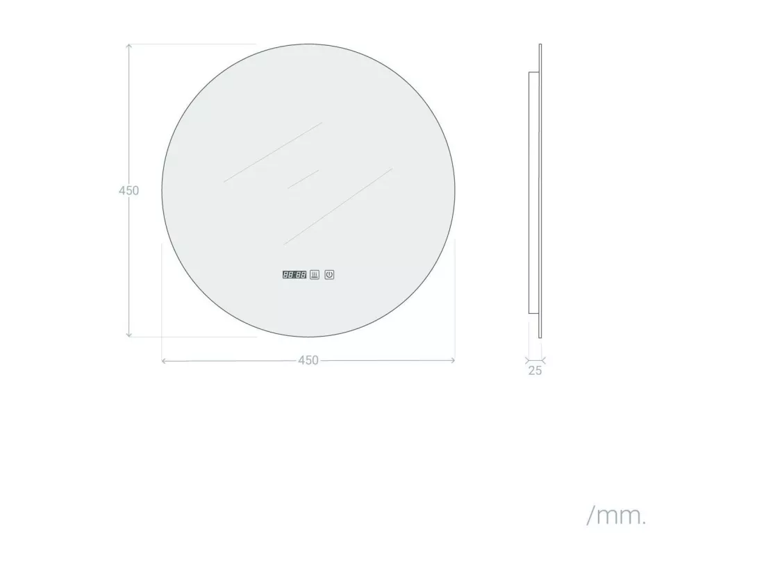 Miroir Salle de Bain avec Éclairage LED Anti-buée Volpe Ø45cm Sélectionnable (chaud-neutre-froid)