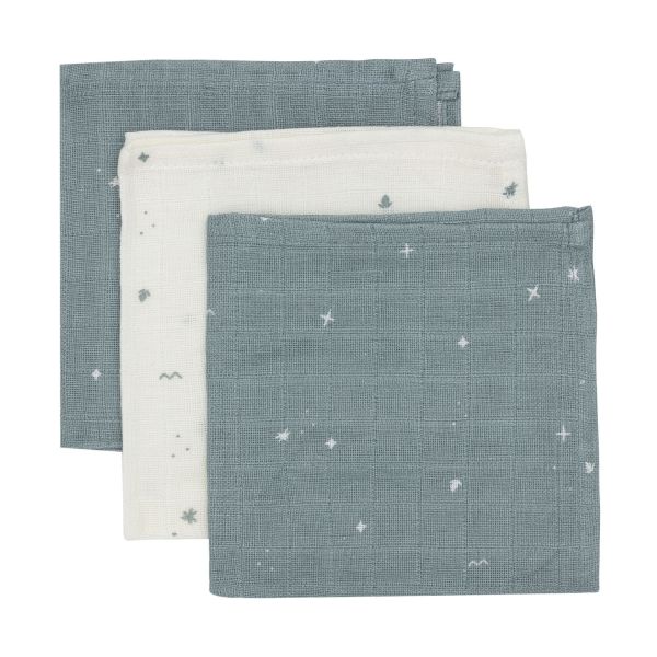 Jollein Twinkling Monddoekje - 3 Pack - 31 x 31 cm - Hydrofiel - Sea Green