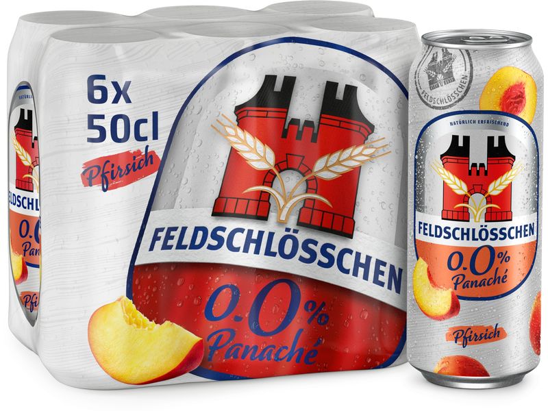 Feldschlösschen Panaché 0.0% Pfirsich 6 Stück x 0.5 l Biermischgetränk mit Pfirsicharoma ohne Alkohol