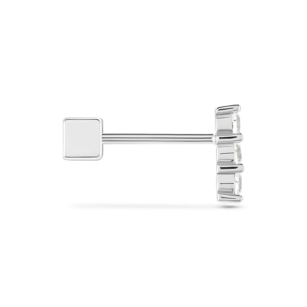 Boucles D'oreilles Unitaire Puces Gauri Argent Blanc Oxyde Zirconium