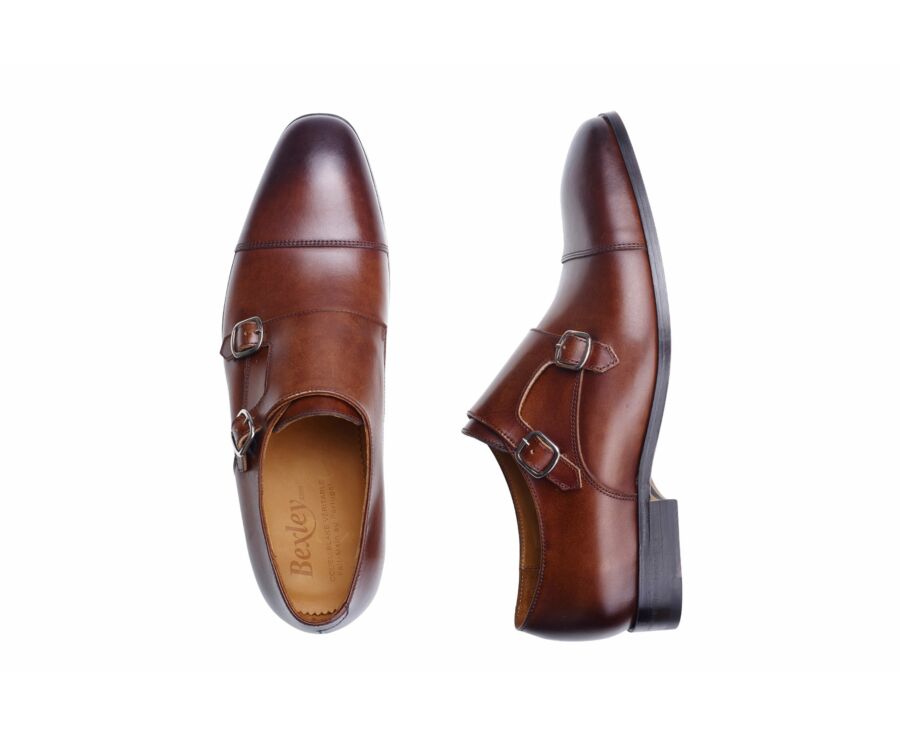 Chaussures homme double boucle Chocolat Patiné - CHEDDINGTON