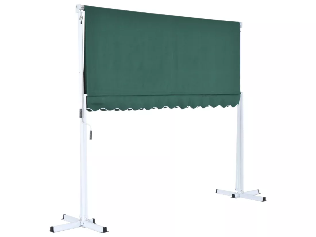 Store double pente manuel rétractable inclinaison réglable métal polyester imperméabilisé 3L x 2,95l x 2,6H m vert