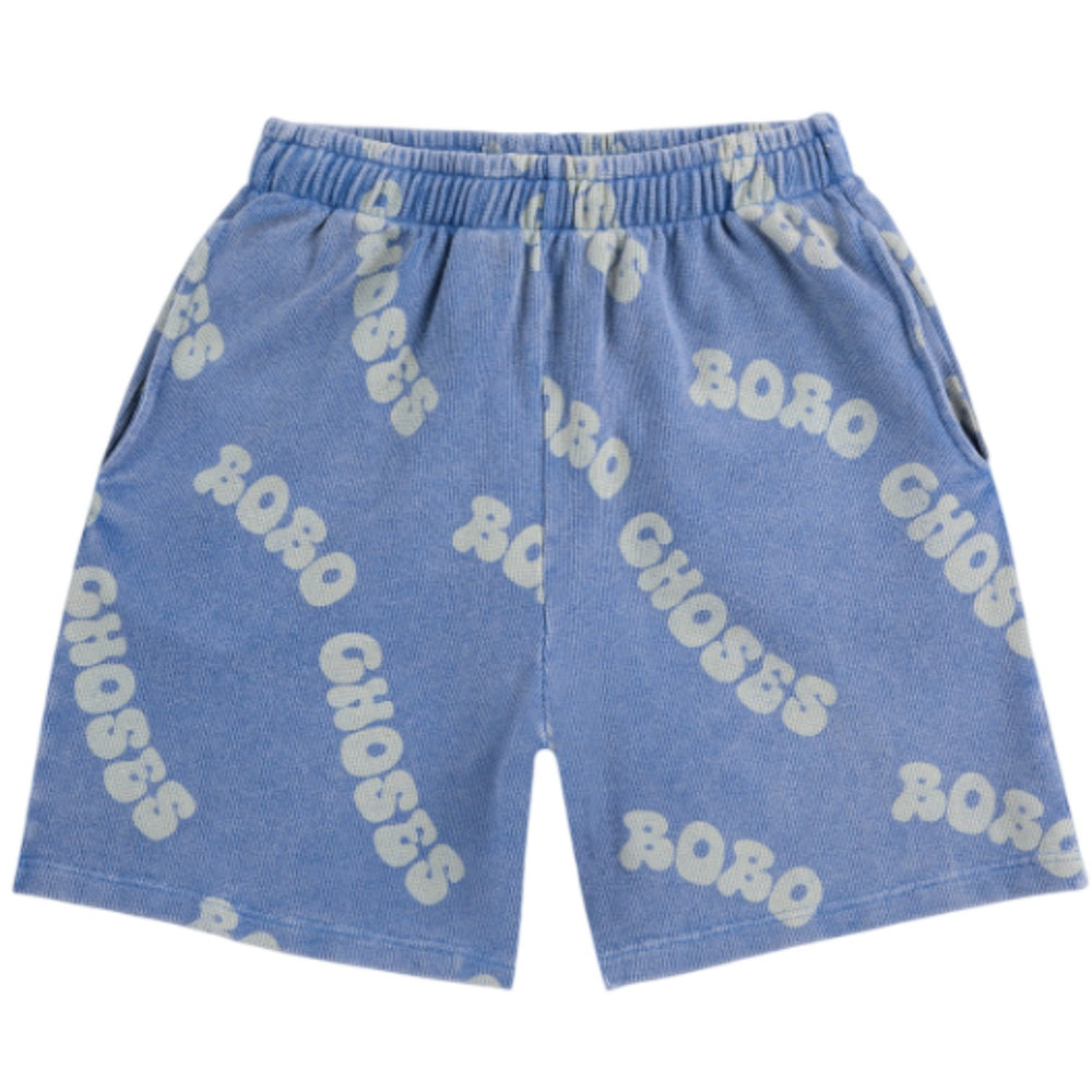 Køb Bobo Choses Blue Wavy All Over Waffle Bermuda Shorts