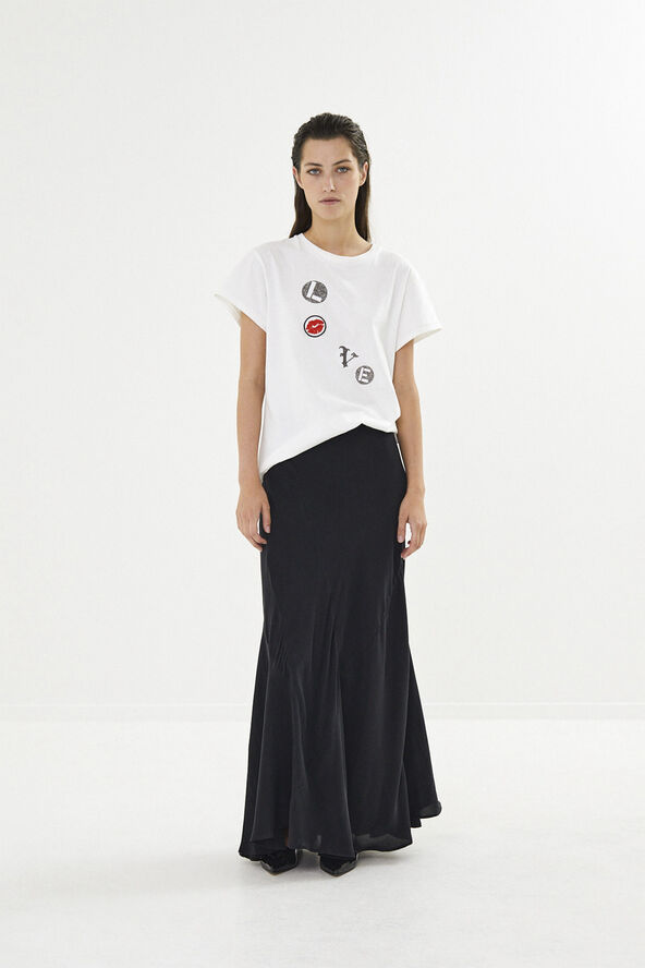Rabens Saloner Love patch t-shirt - Ambla Chalk