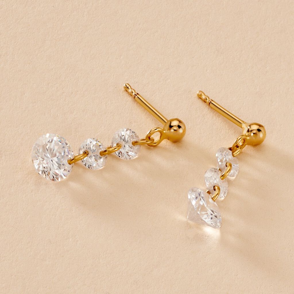 Boucles D'oreilles Pendantes Chalice Plaqué Or Jaune Oxyde Zirconium