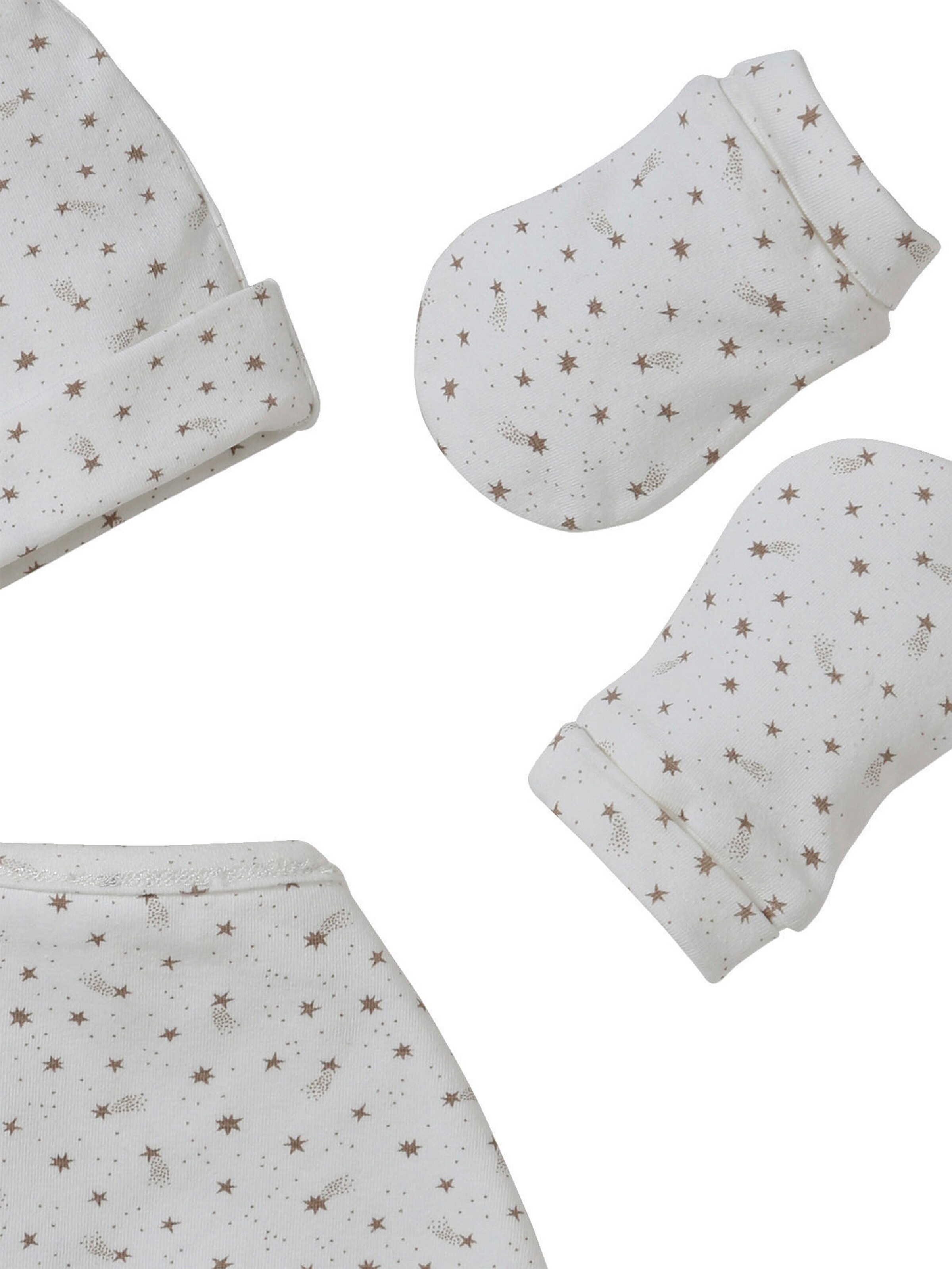Vertbaudet Mädchen Baby-Set: Mütze, Fäustlinge & Halstuch in Beutel wollweiß