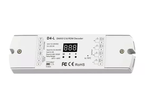 Décodeur DMX512 & RDM 12-24V DC CCT/RGB/RGBW 4 Canaux RGBW+CCT