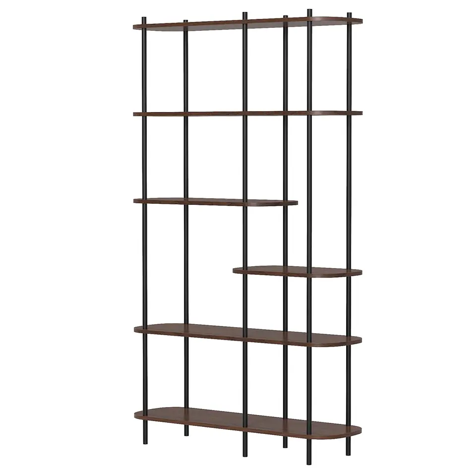 Moderne metalen en bruin houten etagère