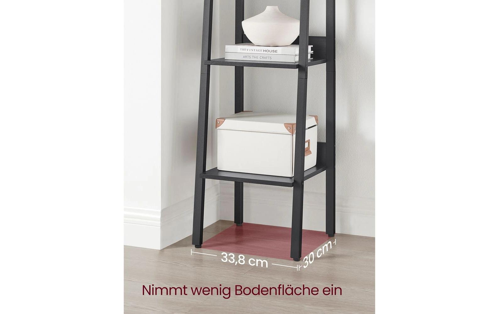 Regal 5 Ablagen 33.8 x 170 cm, SchwarzLeiterregal