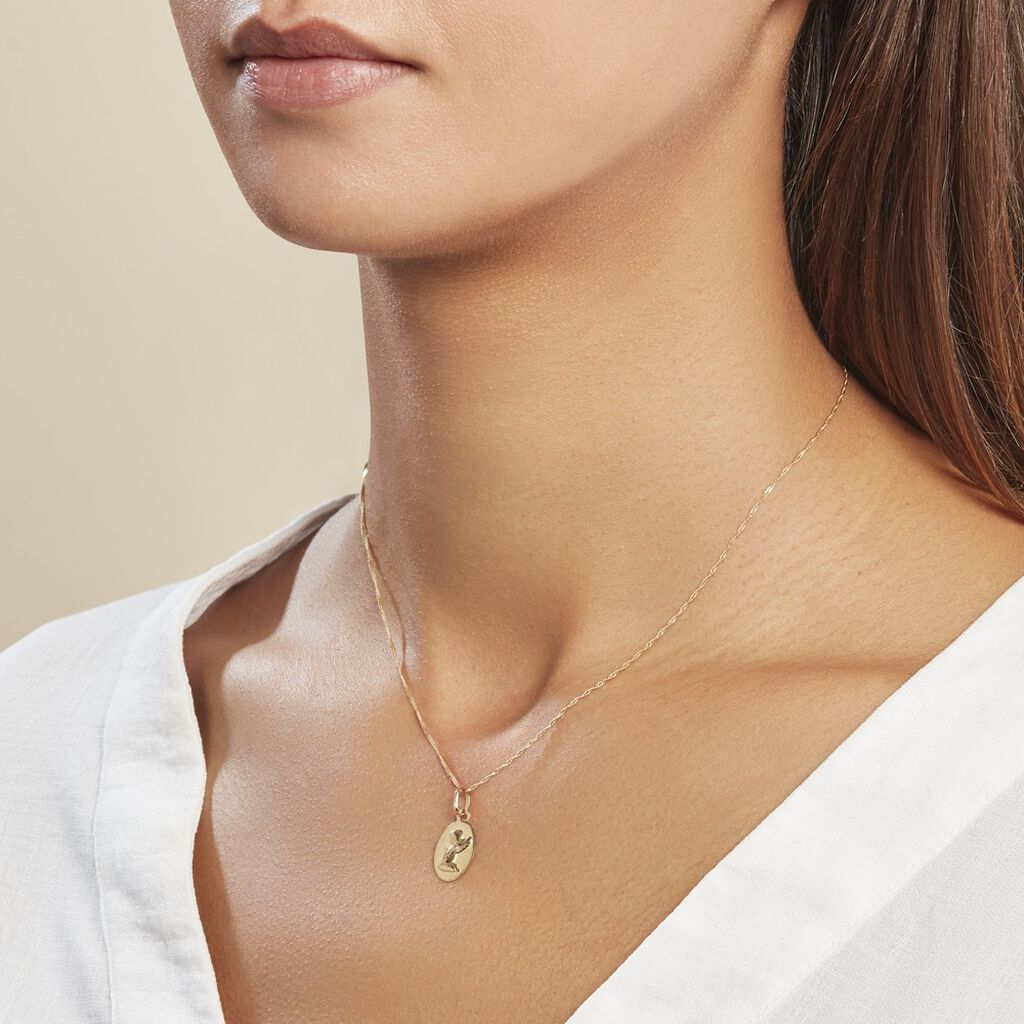 Pendentif Ange Ovale Or Jaune