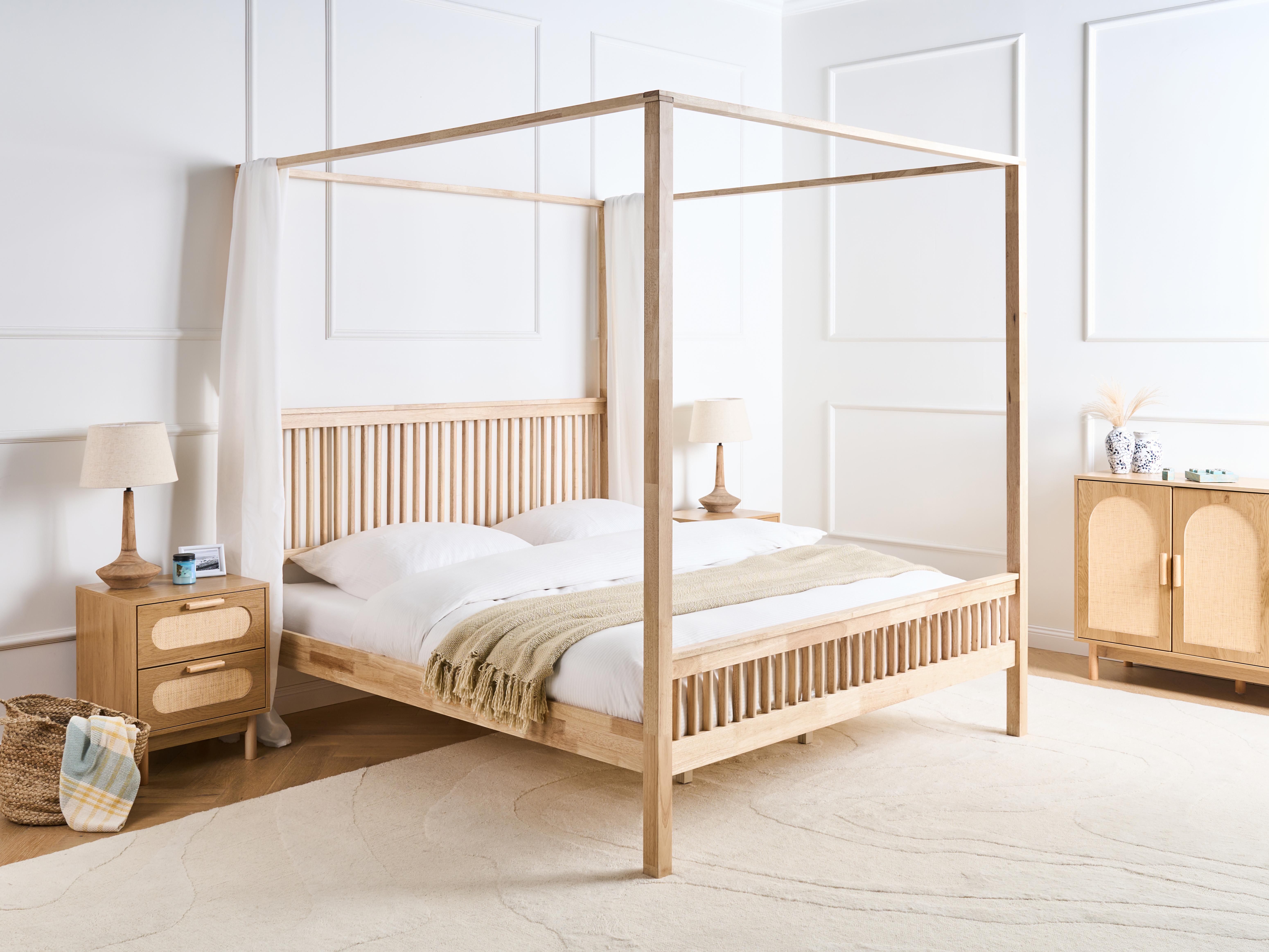 Hemelbed Hout HARFLEUR 180 x 200 cm Lichtbruin
