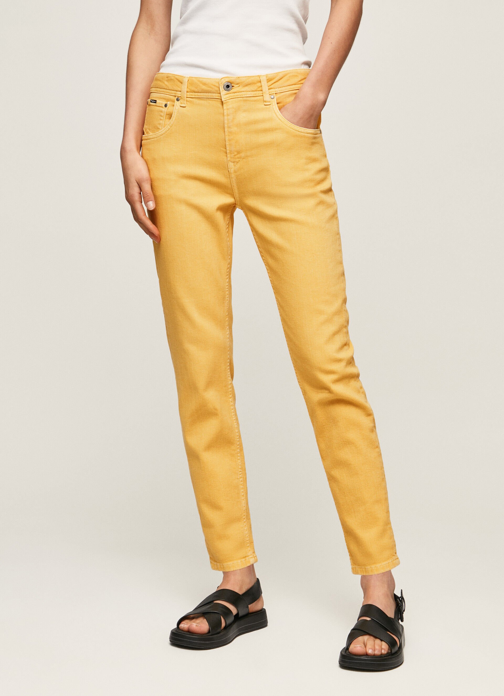 Calça de corte relaxado com 5 bolsos - brilho