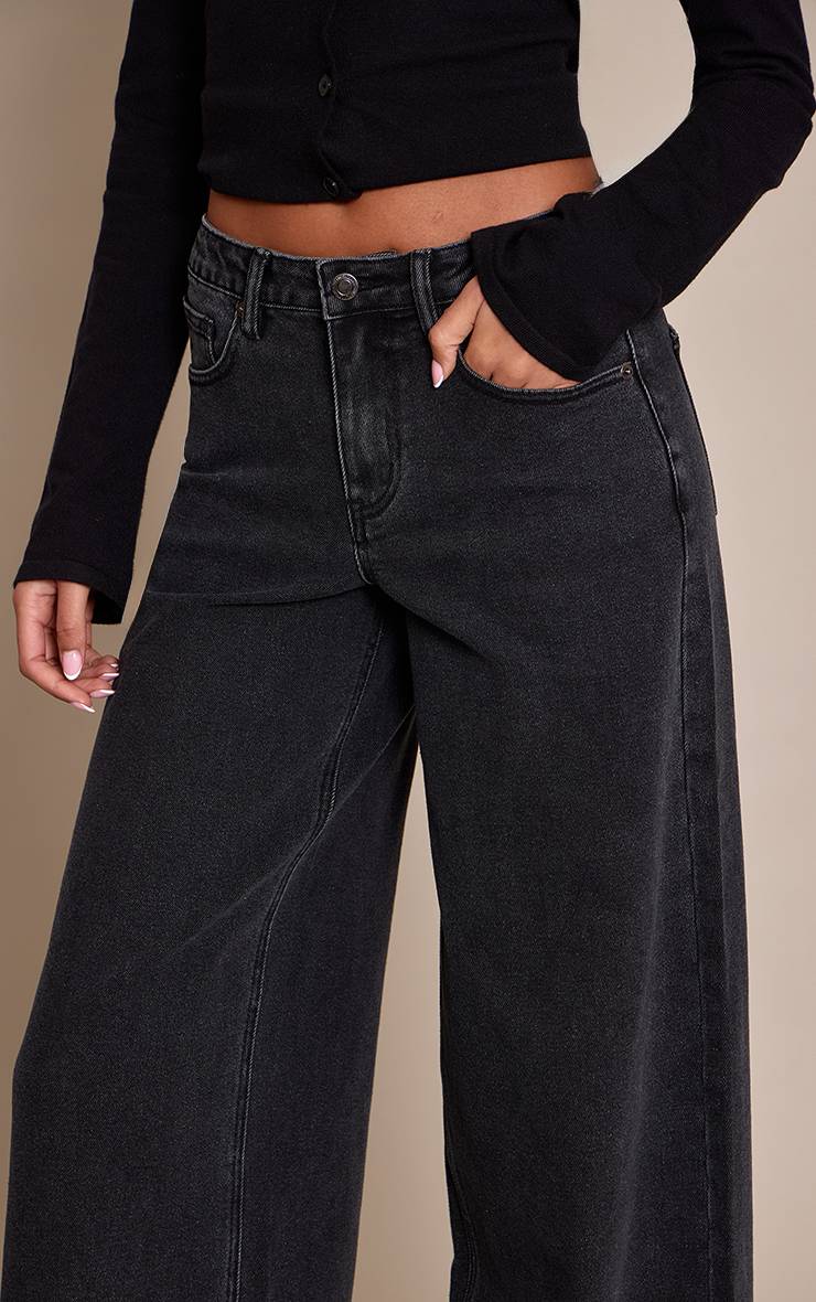 Noir Délavé Jean Large Taille Mi-haute Stretch Pour Grandes Tailles