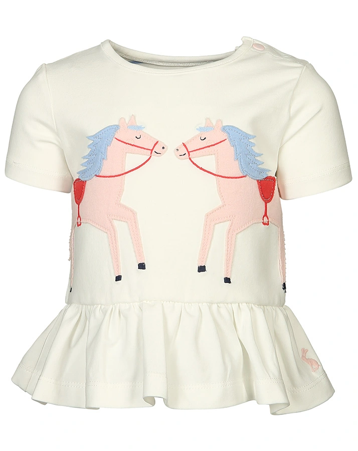 T-Shirt OLIVIA – HORSES mit Leggings in weiß/hellblau