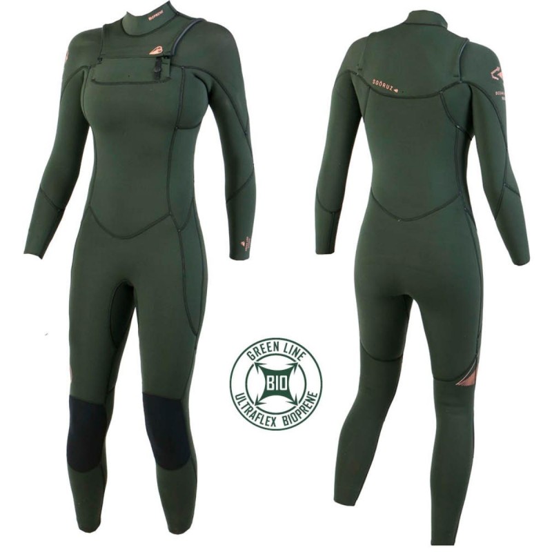 Combinaison Sooruz Femme Green Line Bioprene 4/3mm Chest Zip - The Corner Shop