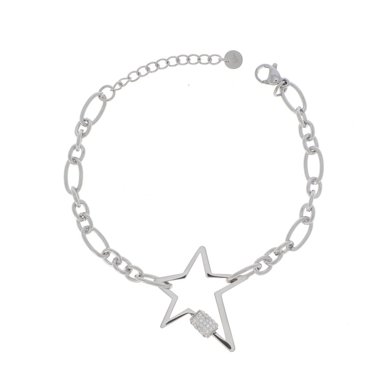Bracelet en acier maille argentée, chaînette réglable