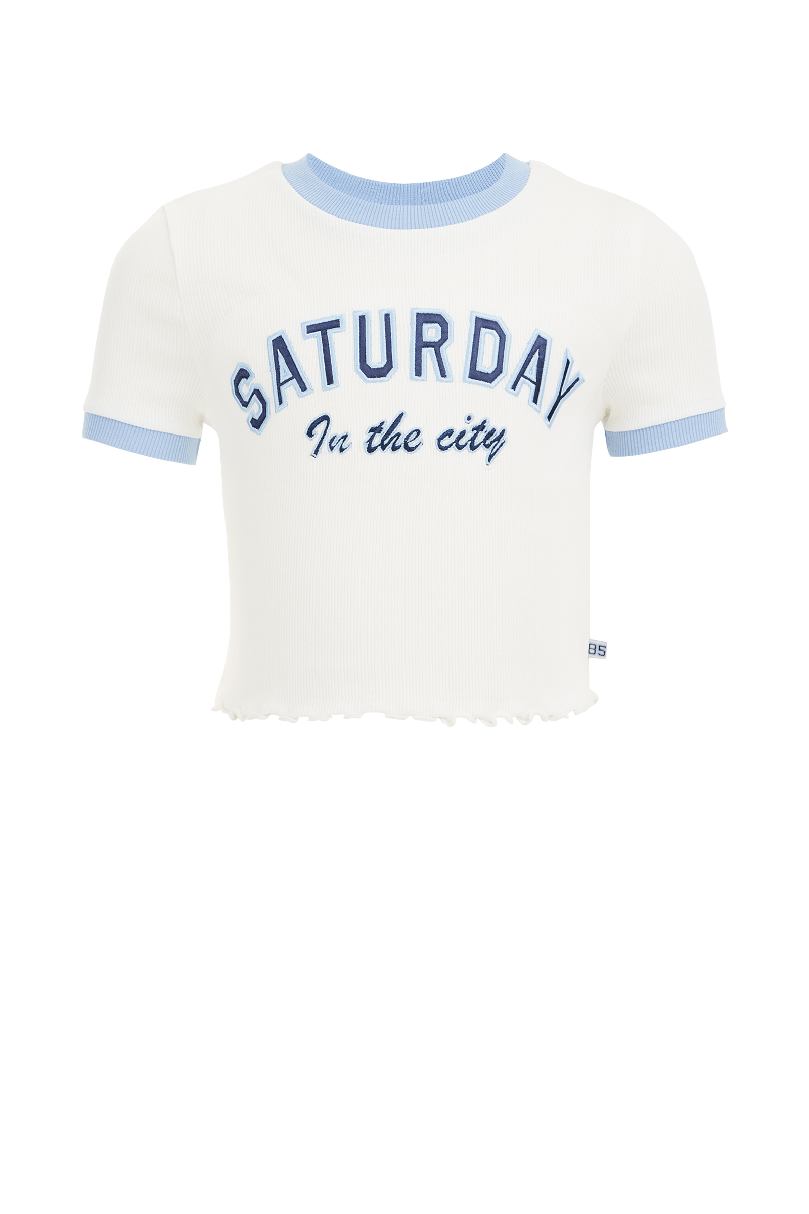 Meisjes cropped T-shirt van ribstof WE Fashion Wit
