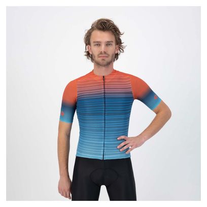 Maillot Manches Courtes Velo Rogelli - Homme - Bleu/Orange