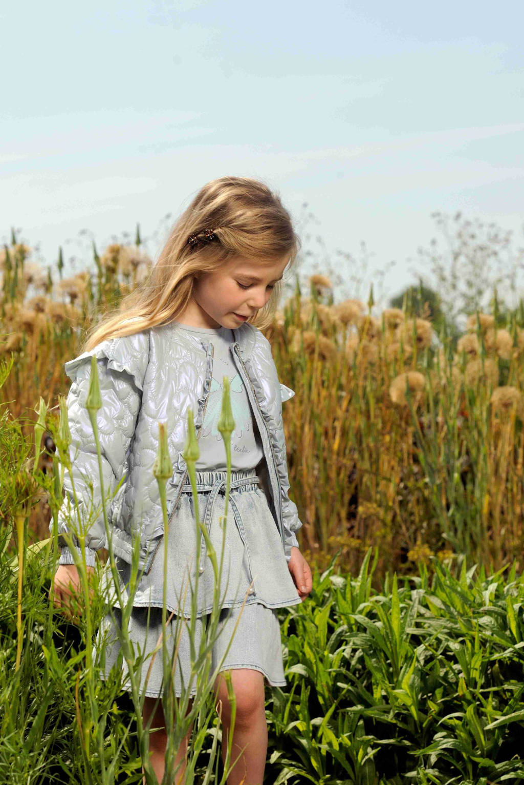 Le Chic T-shirt NOMS met printopdruk lichtblauw