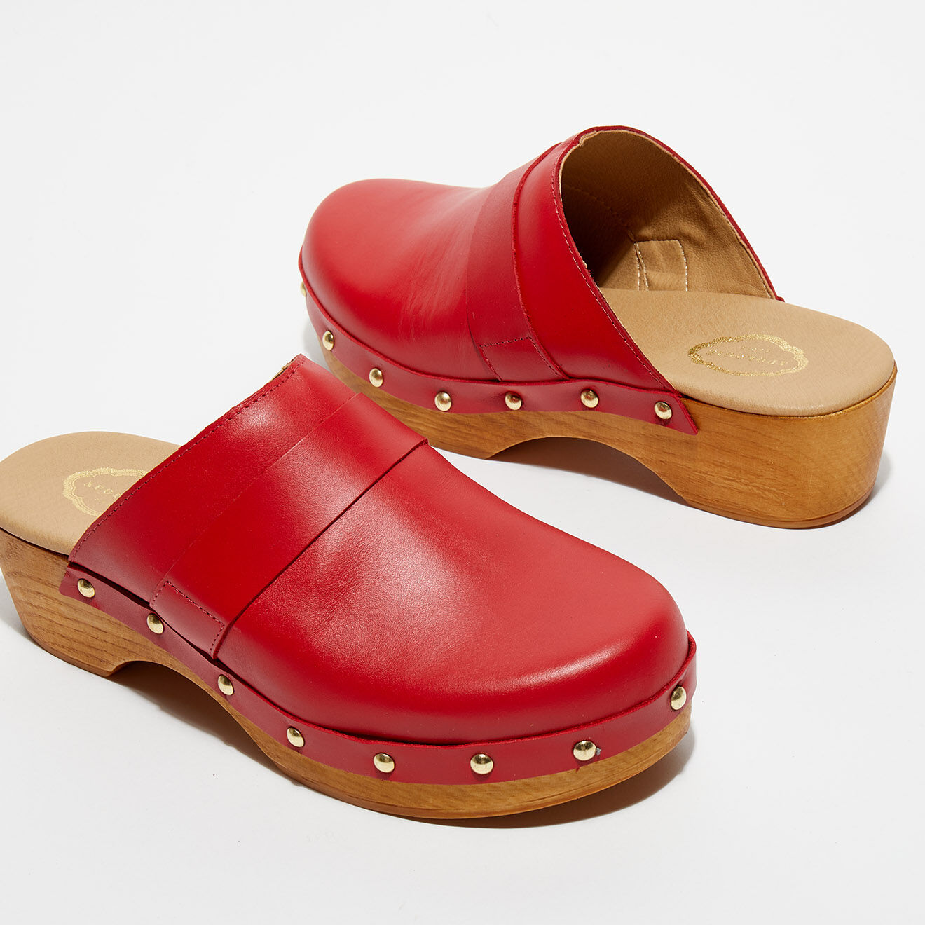 Apologie Studio Sabots en Cuir Sofia rouges - Talon 5 cm
