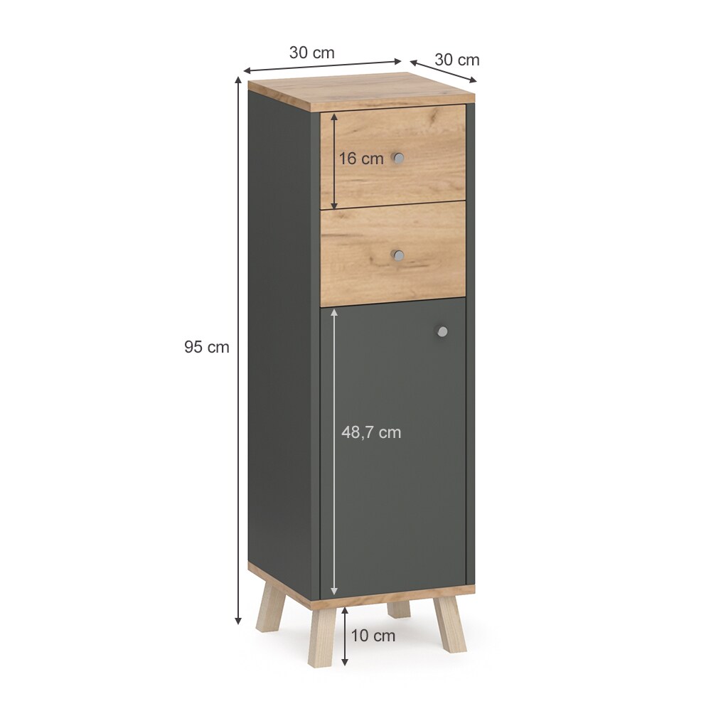 Vicco Midischrank Badschrank Badregal Senyo Goldkraft/ANT 2 Schubladen Badmöbel