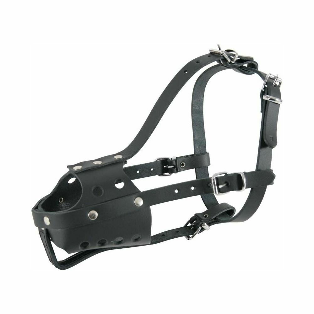 Muselière en cuir pour chien type police noire taille 6