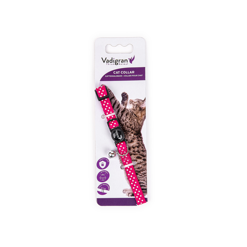 Collier chat pois rose 20-30cm x 10mm