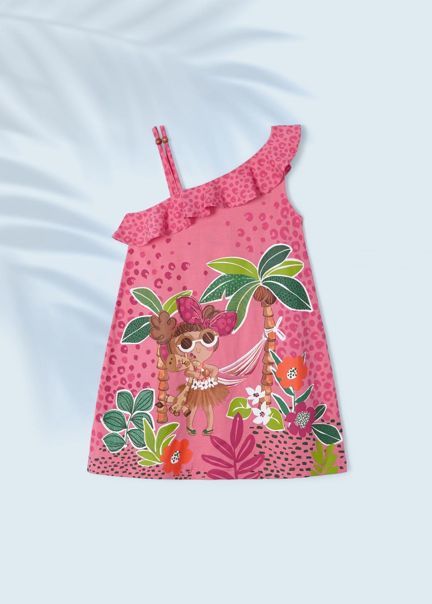 Vestido assimétrico de algodão sustentável para meninas