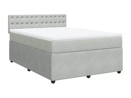 Sommier à lattes de lit et matelas Gris clair 140x190cm Velours